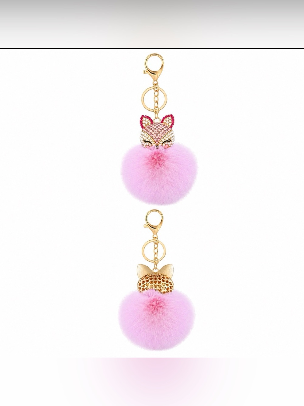 Fox Pompom Key Ring Purse Charm New